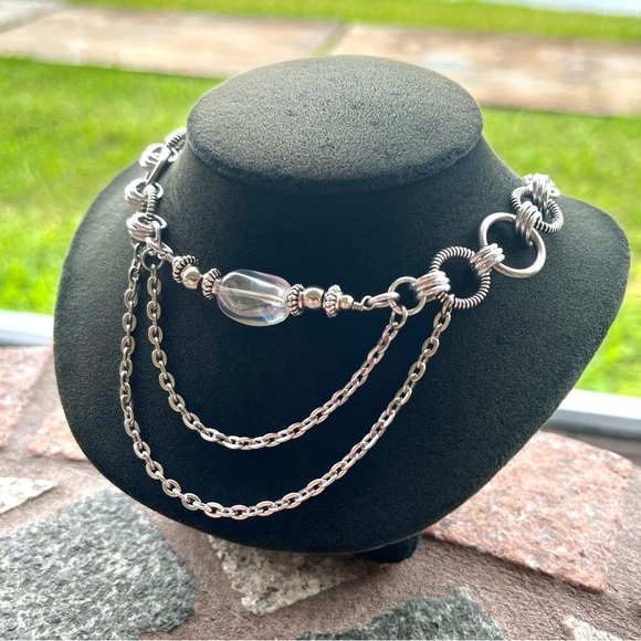 Handmade maille choker necklace aura crystal stainless steel chain boho goth - Picture 8 of 14